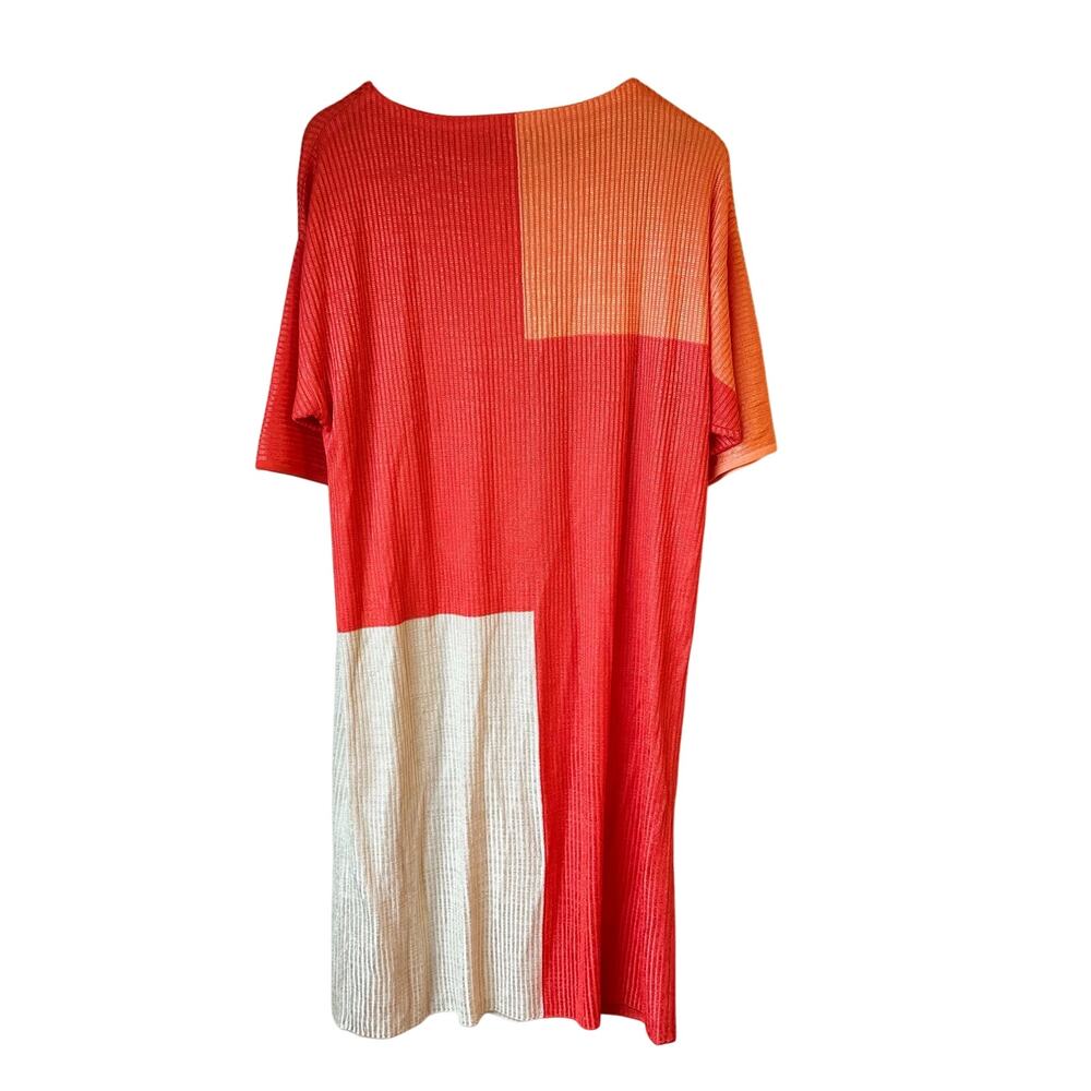 NWT Misook Colorblock Soft Knit Shift Dress in Orange White sz M - Picture 7 of 9